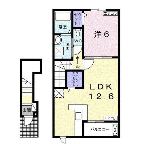 レジナス クスミール(1LDK/2階)の間取り写真
