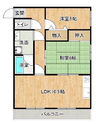 シティーコート西明石(2LDK/1階)の間取り写真