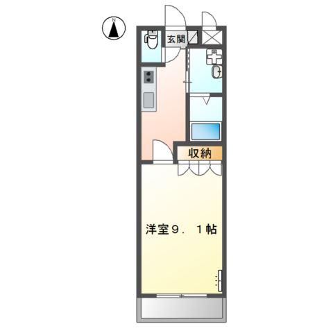 ポラリス(1K/1階)の間取り写真