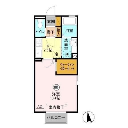 オプティマールB201(1K/2階)の間取り写真