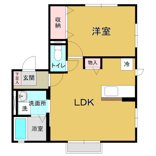 タウンハイム(1LDK/2階)の間取り写真