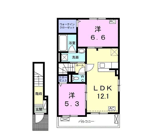 トゥモロー I(2LDK/2階)の間取り写真