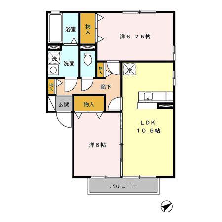 エルシオン(2LDK/2階)の間取り写真