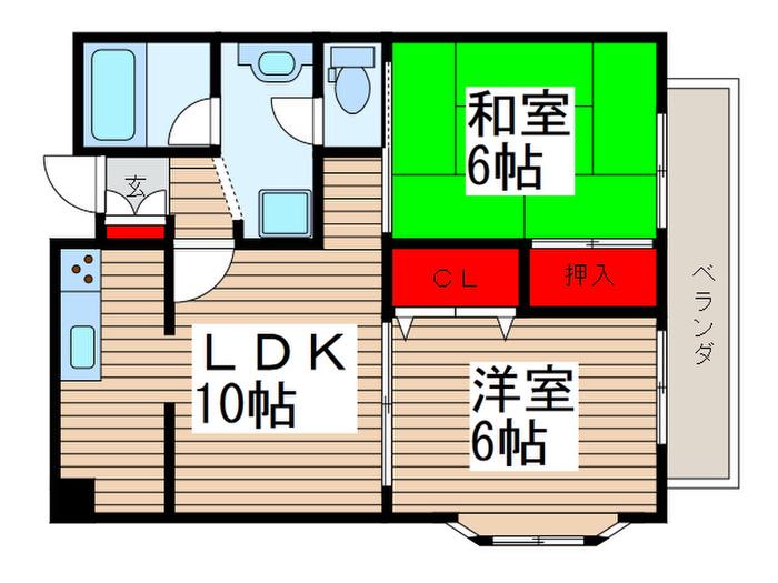 プラネットハイム(2LDK/5階)の間取り写真
