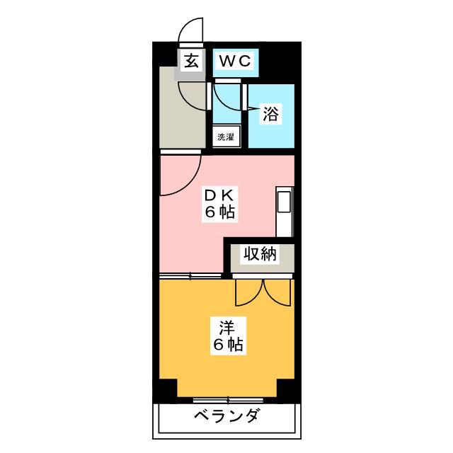 ベイコート横浜(1DK/2階)の間取り写真