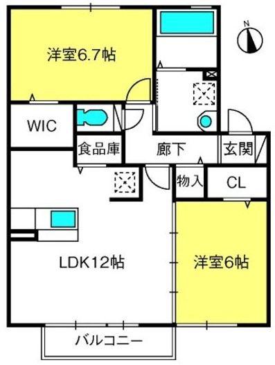 ドミール 参番館(2LDK/2階)の間取り写真