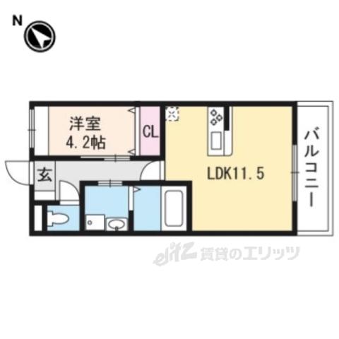 PALACIO西院(1LDK/1階)の間取り写真