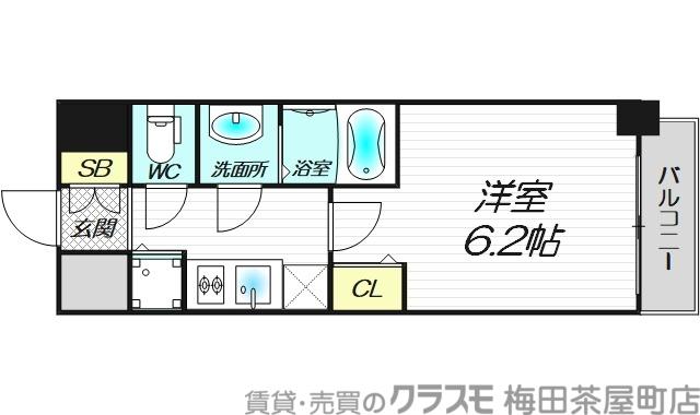 プレサンス扇町駅前(1K/13階)の間取り写真