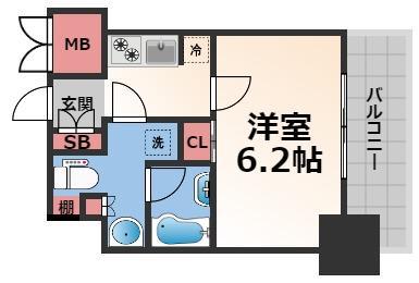 セイワパレス大今里(1K/8階)の間取り写真