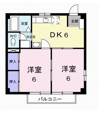 グリーンハウスおがわ(2DK/2階)の間取り写真