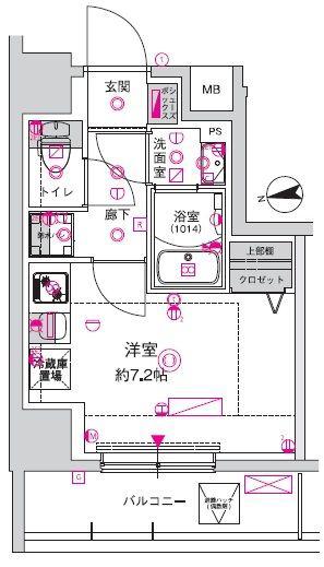 CREST TAPP川崎港町(ワンルーム/7階)の間取り写真