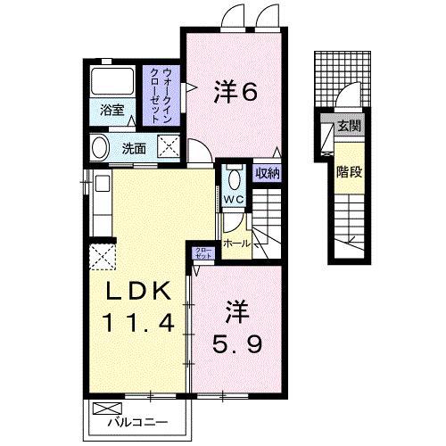 マウントビュー さくら(2LDK/2階)の間取り写真