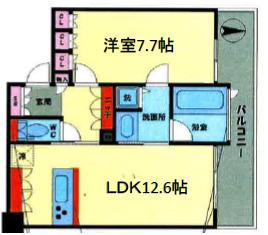 ビオール大阪大手前タワー(1LDK/35階)の間取り写真