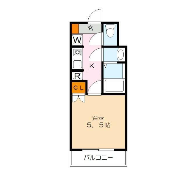 蕨テラス(1K/4階)の間取り写真