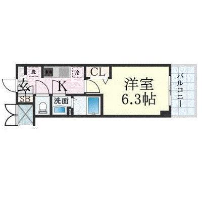 プレサンス南堀江スタイルズ(1K/2階)の間取り写真