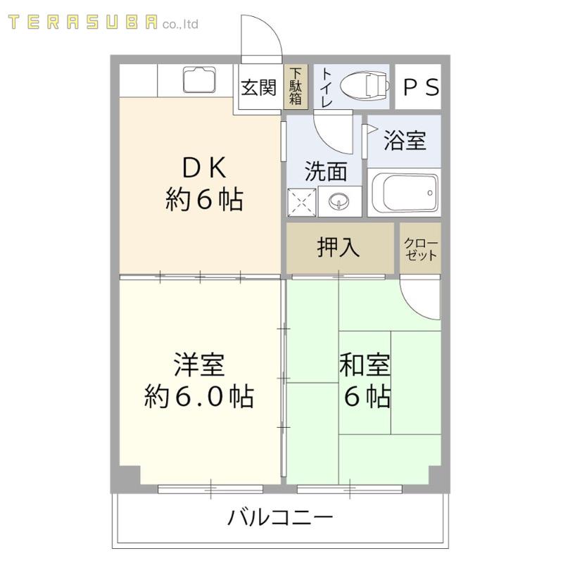 アブアリータ中津留(2DK/3階)の間取り写真