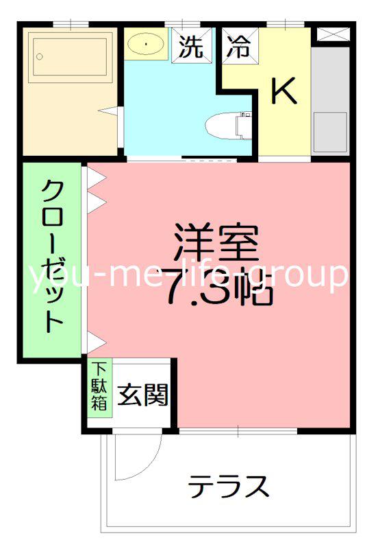 RONDII番館(1K/1階)の間取り写真