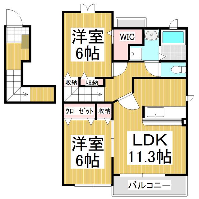 ミドル A(2LDK/2階)の間取り写真