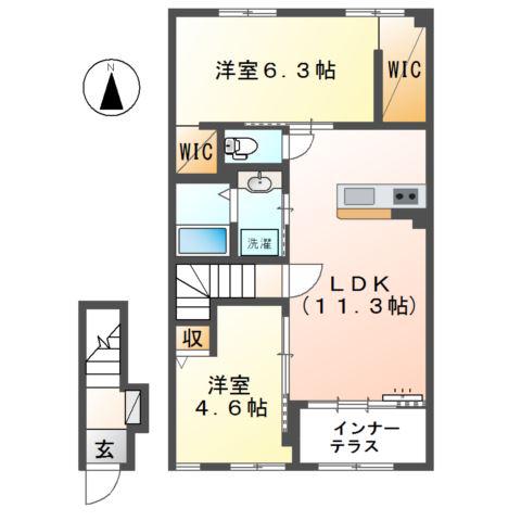 リーリエ(2LDK/2階)の間取り写真
