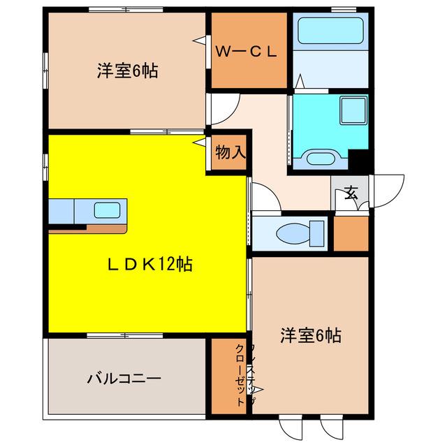 グラン・シャリオ(2LDK/2階)の間取り写真