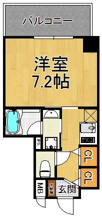 ブランTAT西宮本町2(ワンルーム/4階)の間取り写真