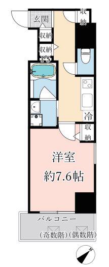 アルファレガロ神戸元町(1K/5階)の間取り写真