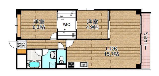 グランベール南高槻(2LDK/4階)の間取り写真