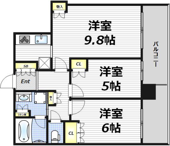 レジデンス梅田ローレルタワー(2LDK/18階)の間取り写真