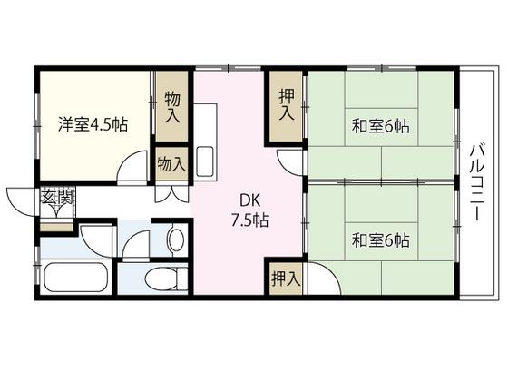 相原マンション(3DK/2階)の間取り写真