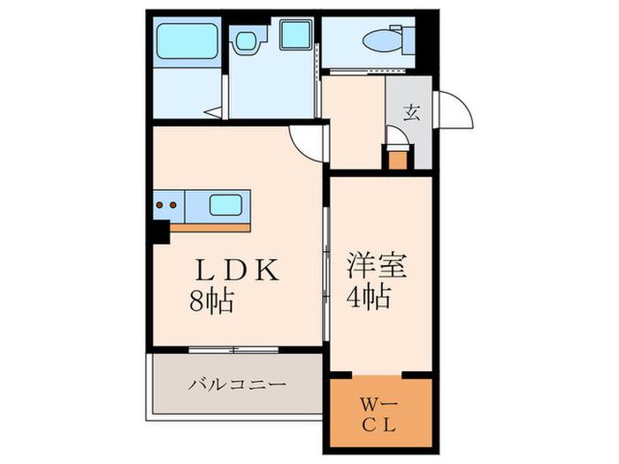 CRECIA城野(1LDK/1階)の間取り写真