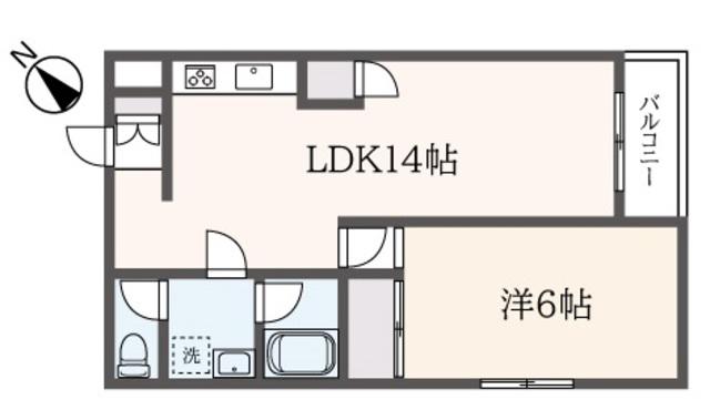 ハイツ小嶋(1LDK/3階)の間取り写真