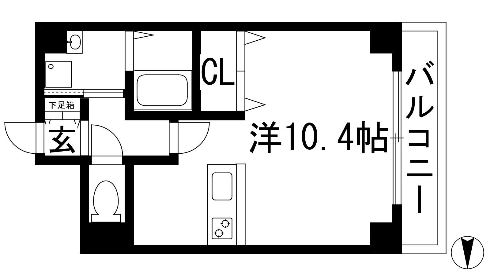 茜苑レジデンス(ワンルーム/2階)の間取り写真