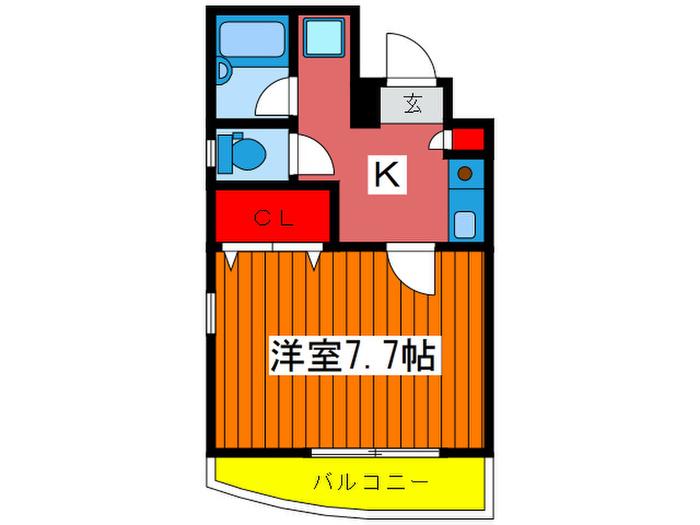 フラットワン(1K/3階)の間取り写真