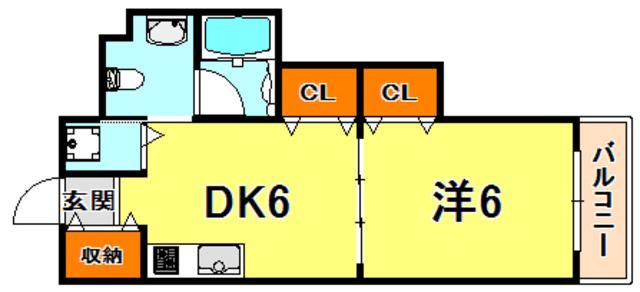 エスペランサ御影Ⅱ(1DK/3階)の間取り写真