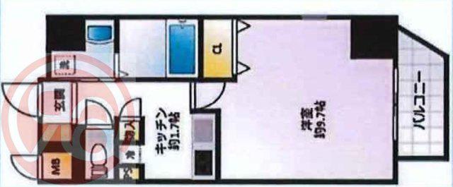 エスライズ難波(1K/3階)の間取り写真