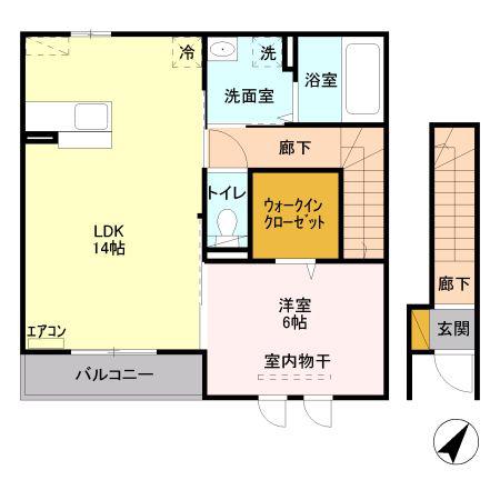 サンロイヤルA(1LDK/2階)の間取り写真