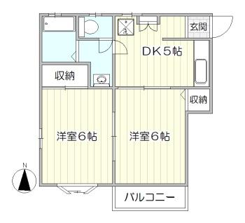 アミールカイト(2DK/1階)の間取り写真