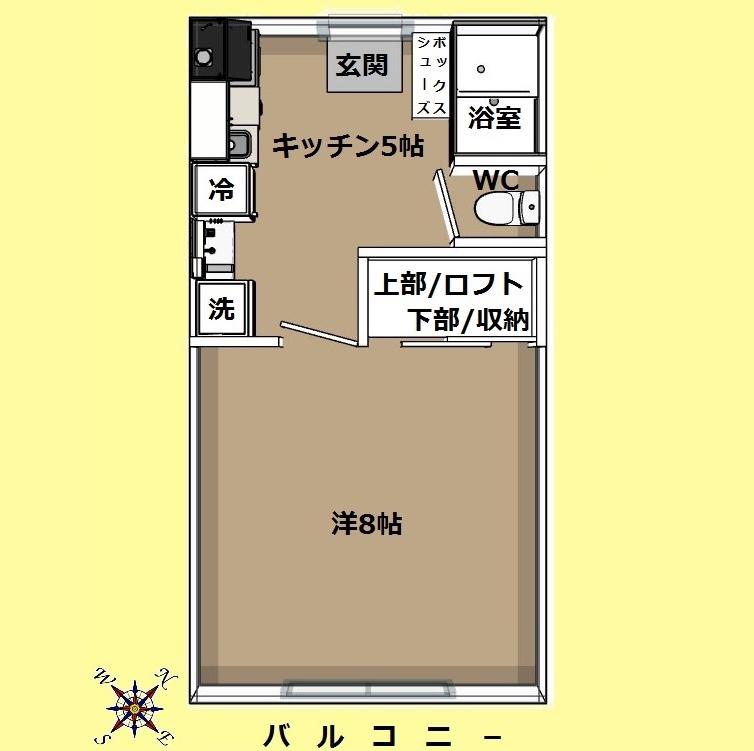 ソレイユ(1K/2階)の間取り写真