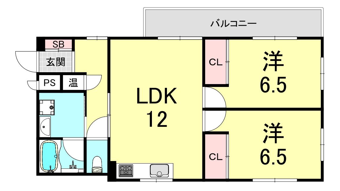フェニックス0(2LDK/3階)の間取り写真