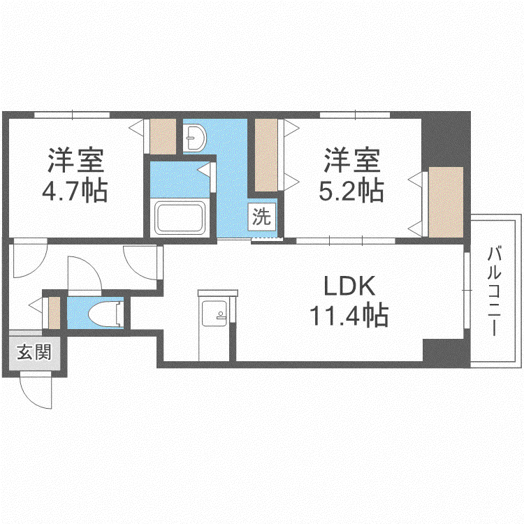 ブランシャールALAIN北18条(2LDK/6階)の間取り写真
