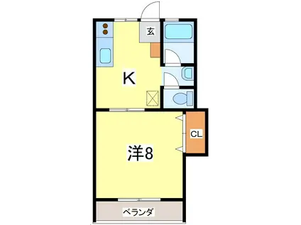 コモド津志田(1K/1階)の間取り写真