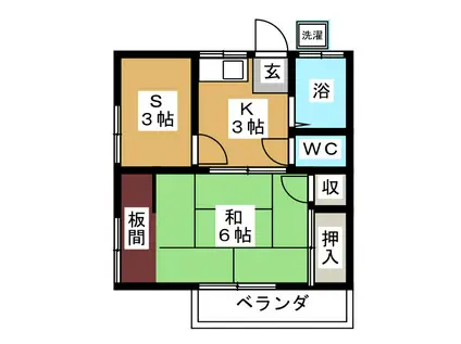 岡井荘(1SK/2階)の間取り写真