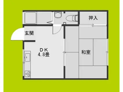 北桑マンション(1DK/2階)の間取り写真