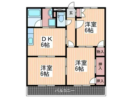 プリンス桜(3DK/3階)の間取り写真