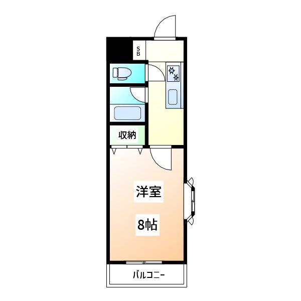 ジョイフル第5中村(1K/3階)の間取り写真