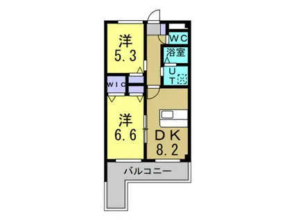 パセオ見晴I(2DK/2階)の間取り写真