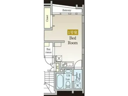 エクセルピア西糀谷2番館(ワンルーム/2階)の間取り写真