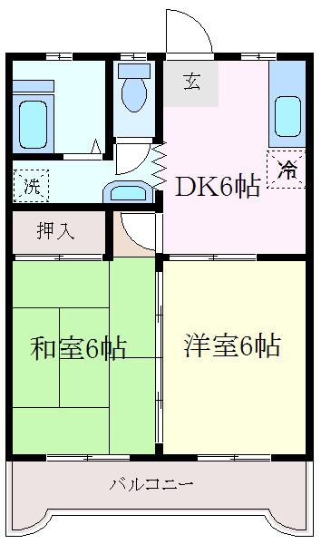 コーポ松栄(2DK/3階)の間取り写真