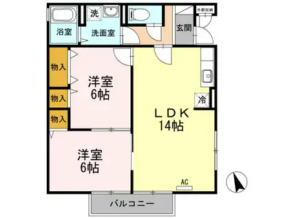 セジュールプランタンA棟(2LDK/2階)の間取り写真