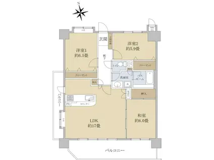 ライオンズマンション御影ルネッサンス(3LDK/4階)の間取り写真